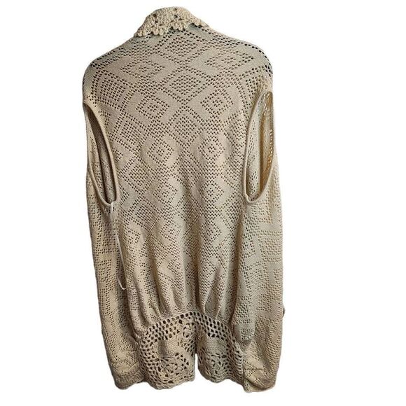 Rebecca Elliot NWOT Crochet Lace Cream Sleeveless Boho Cardigan Perfect Fall Lay - Picture 12 of 12